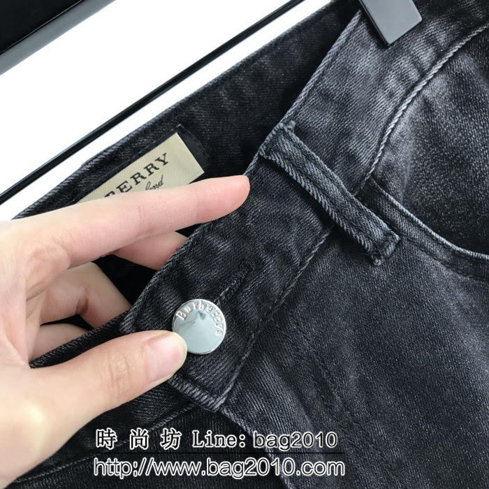 BURBERRY巴寶莉 18ss秋冬新款牛仔褲 黑灰色 洗水做舊磨破 ydi1998